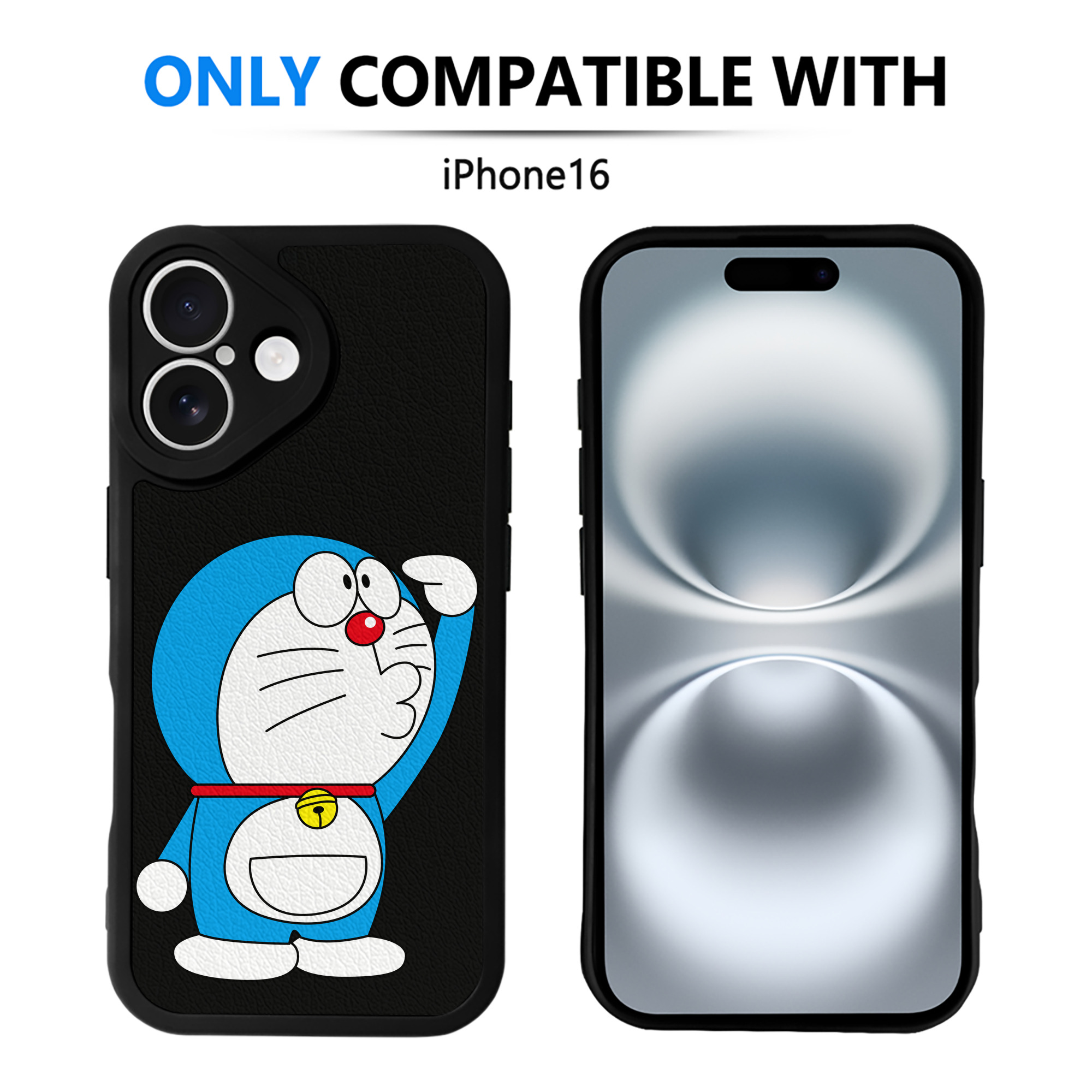 （画像用） ドラえもん Doraemon 【iPhone 16シリーズ対応】シリコンスマホケース（レザー調） 材質：シリコン